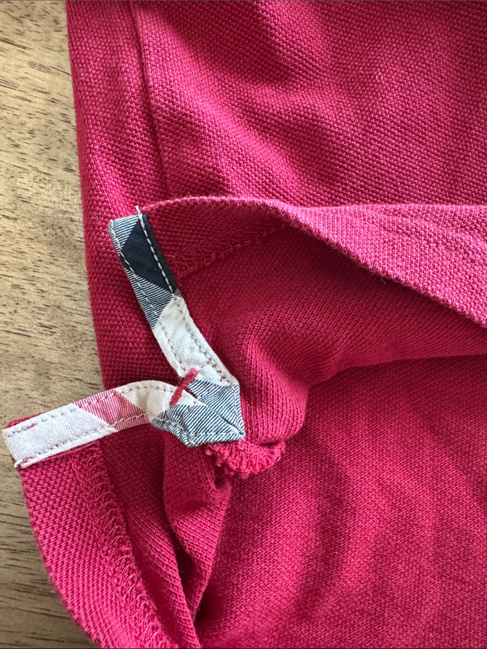 Burberry Kids Burgundy Polo with Signature Check Collar - Picture 6 of 7